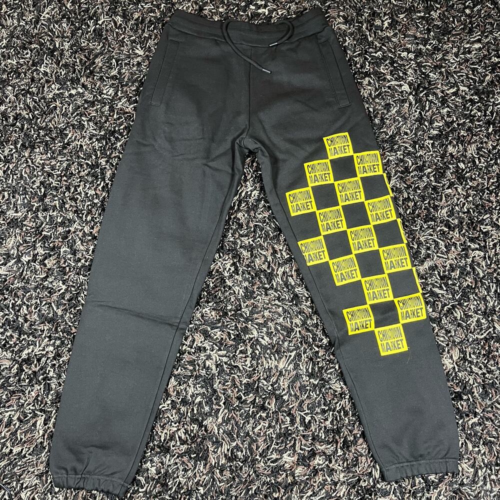 Chinatown Market Black Sweatpants Checkered‎ Patch Mens Sz M New